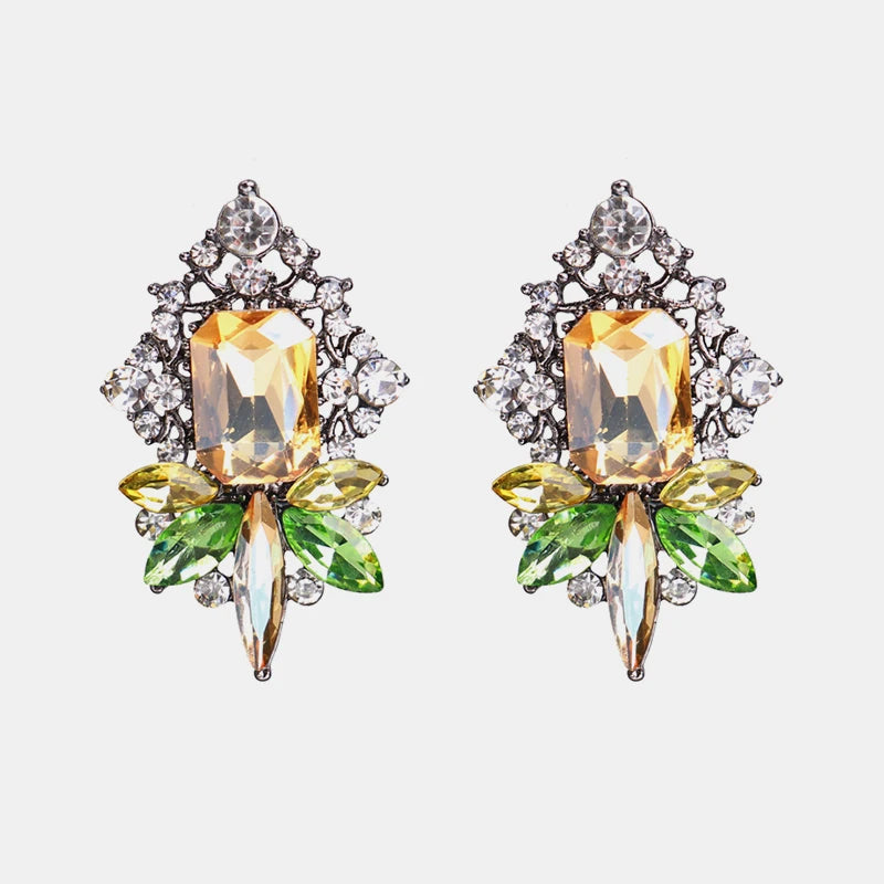Crystal Earrings Bridal Oval Stones Vintage Women