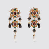 Boho Resin/Crystal Drop Earrings Fringed Tassel Dangle