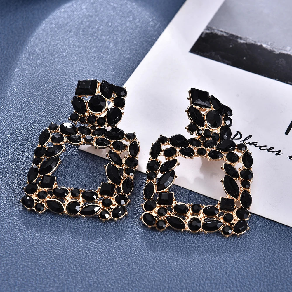 Crystal Rhinestone Statement Earrings Vintage Jewelry Women