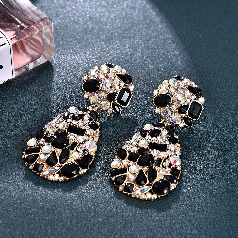 Crystal Rhinestone Statement Earrings Vintage Jewelry Women