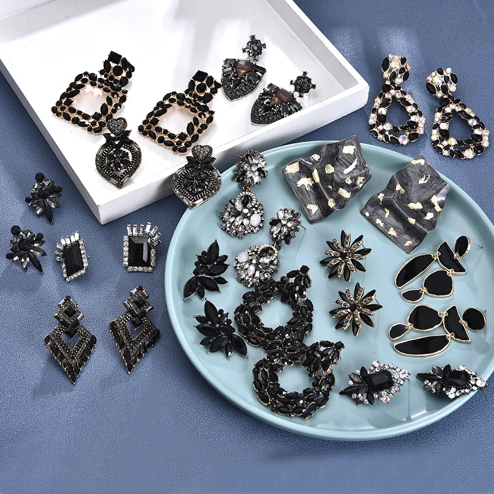Crystal Rhinestone Statement Earrings Vintage Jewelry Women