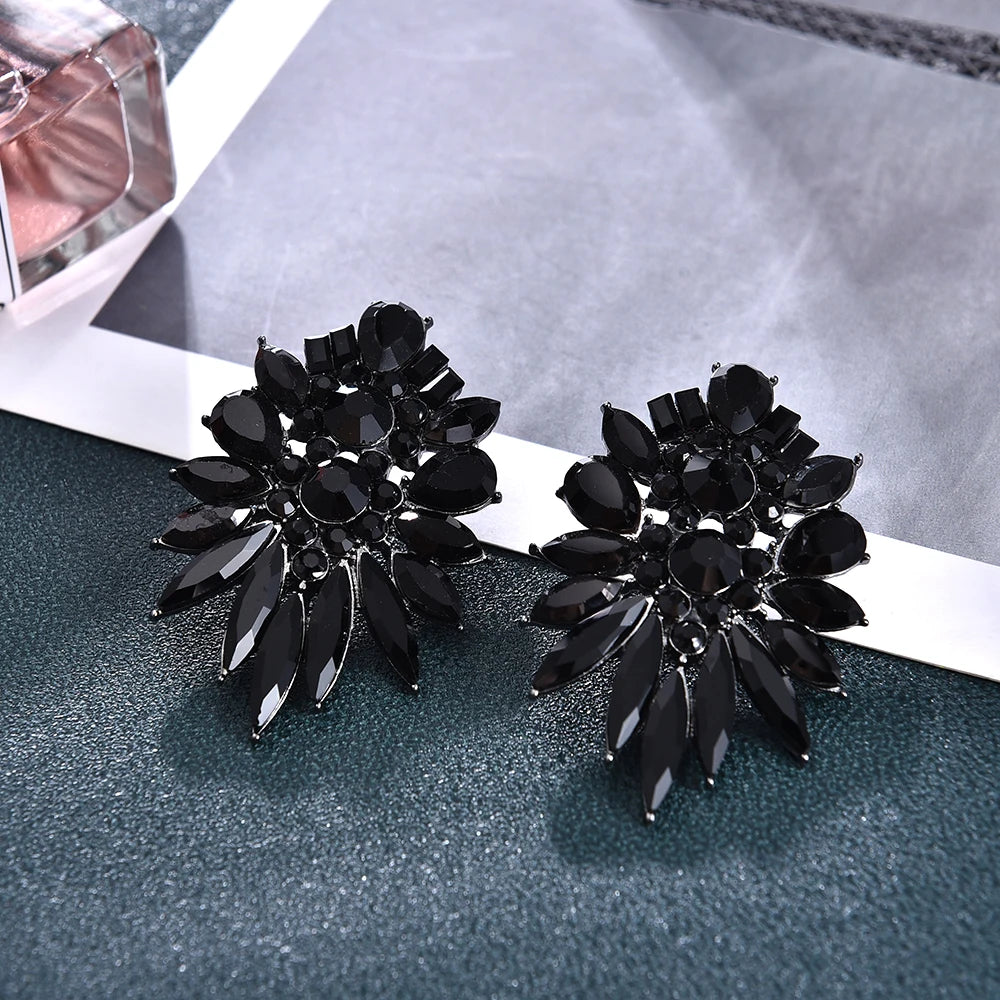 Crystal Rhinestone Statement Earrings Vintage Jewelry Women