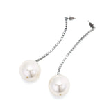 Long Rhinestone Pearl Tassel Earrings
