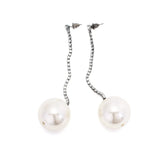 Long Rhinestone Pearl Tassel Earrings
