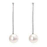 Long Rhinestone Pearl Tassel Earrings