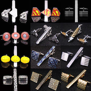 High Brass Enamel Tie Clip Cufflink Set