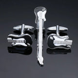 High Brass Enamel Tie Clip Cufflink Set