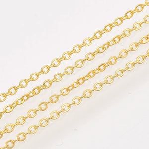 100yard Iron Flat Oval Soldered Cable Chains 2x1.5x0.3mm