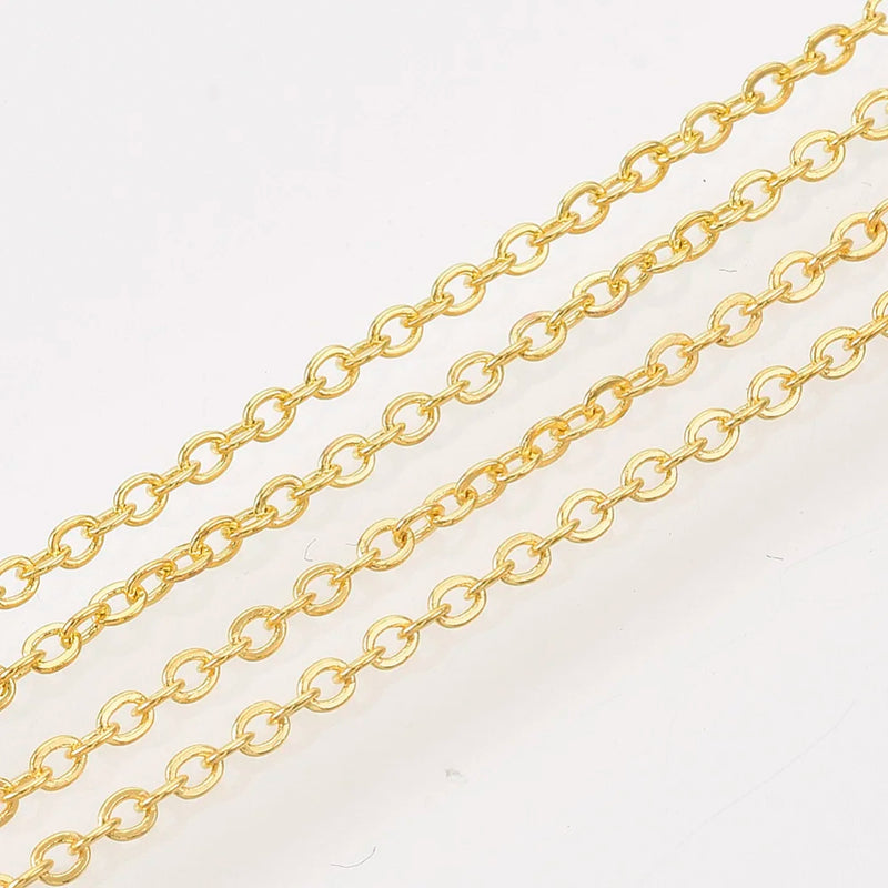 100yard Iron Flat Oval Soldered Cable Chains 2x1.5x0.3mm