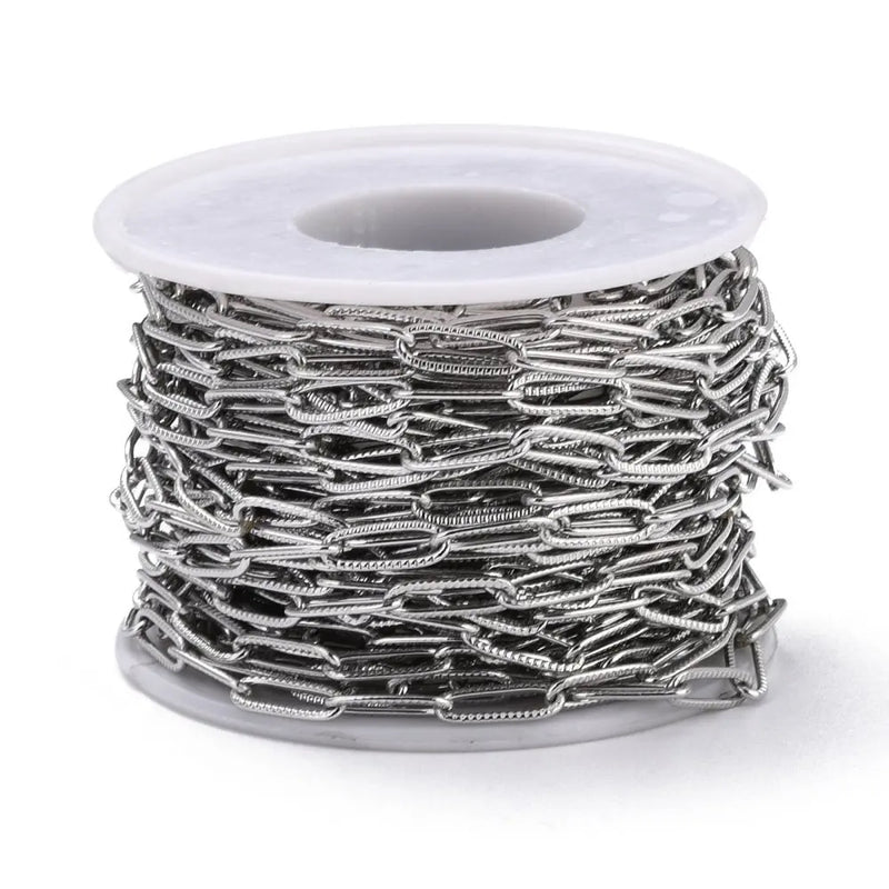 10m 304 Stainless Steel Paperclip Chains for Jewelry Making DIY Supplies