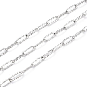 10m 304 Stainless Steel Paperclip Chains for Jewelry Making DIY Supplies