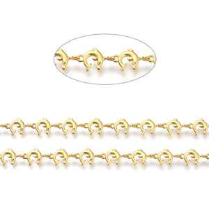 10m Brass Dolphin Link Chains for Jewelry Making DIY Bracelet Necklace Decor
