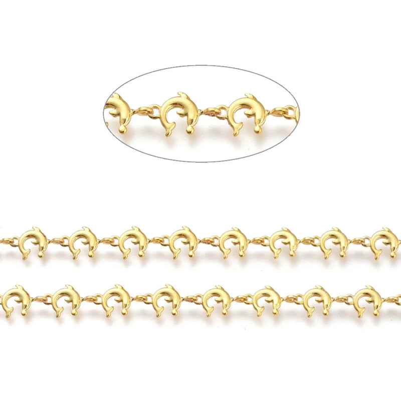 10m Brass Dolphin Link Chains for Jewelry Making DIY Bracelet Necklace Decor