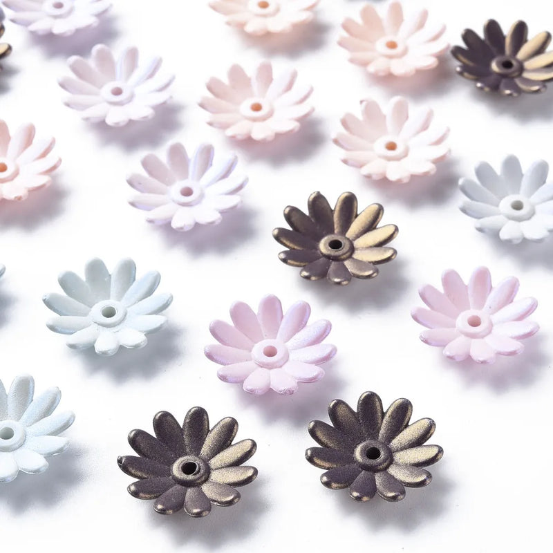 6-Petal Flower Bead Caps Mix Acrylic End Caps for Jewelry Making