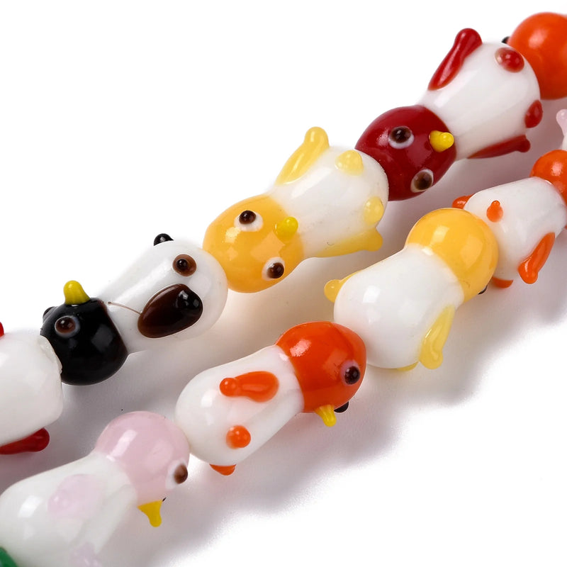 15pcs/strand 22mm Cartoon Rabbit Glass Beads DIY Jewelry Making
