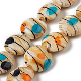 18pcs Strand Lampwork Flat Round Beads for Jewelry Making DIY 20x10mm