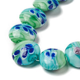 18pcs Strand Lampwork Flat Round Beads for Jewelry Making DIY 20x10mm