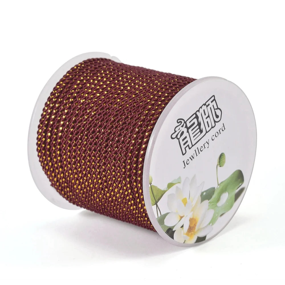 20m Polyester Cord 2.5mm Round String with Wire for Jewelry Making DIY