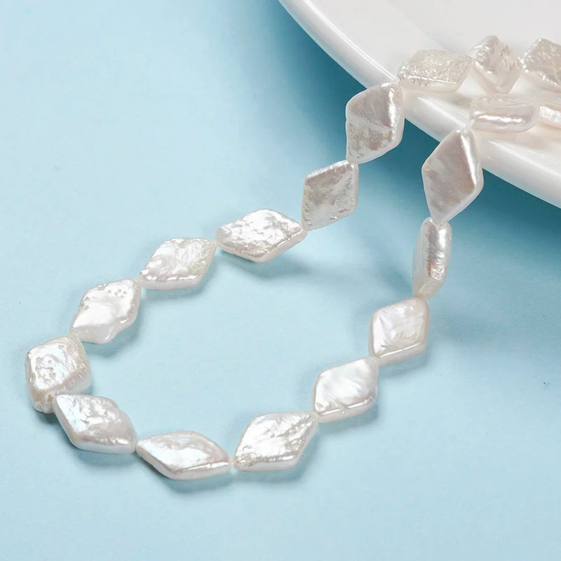 25pcs 15~16mm Natural Freshwater Baroque Pearl Rhombus Keshi Beads