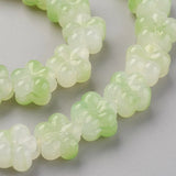 32pcs 13.5mm Plum Blossom Lampwork Beads Light Green