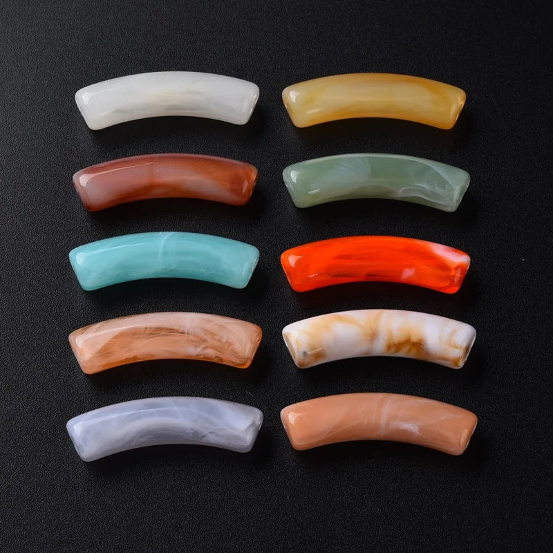 345pcs/500g Curved Tube Gemstone Style Beads for DIY Bracelet Jewelry Making
