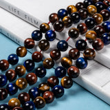 50pcs/strand 8mm Tiger Eye Round Stone Beads for DIY Jewelry Making