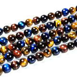 50pcs/strand 8mm Tiger Eye Round Stone Beads for DIY Jewelry Making