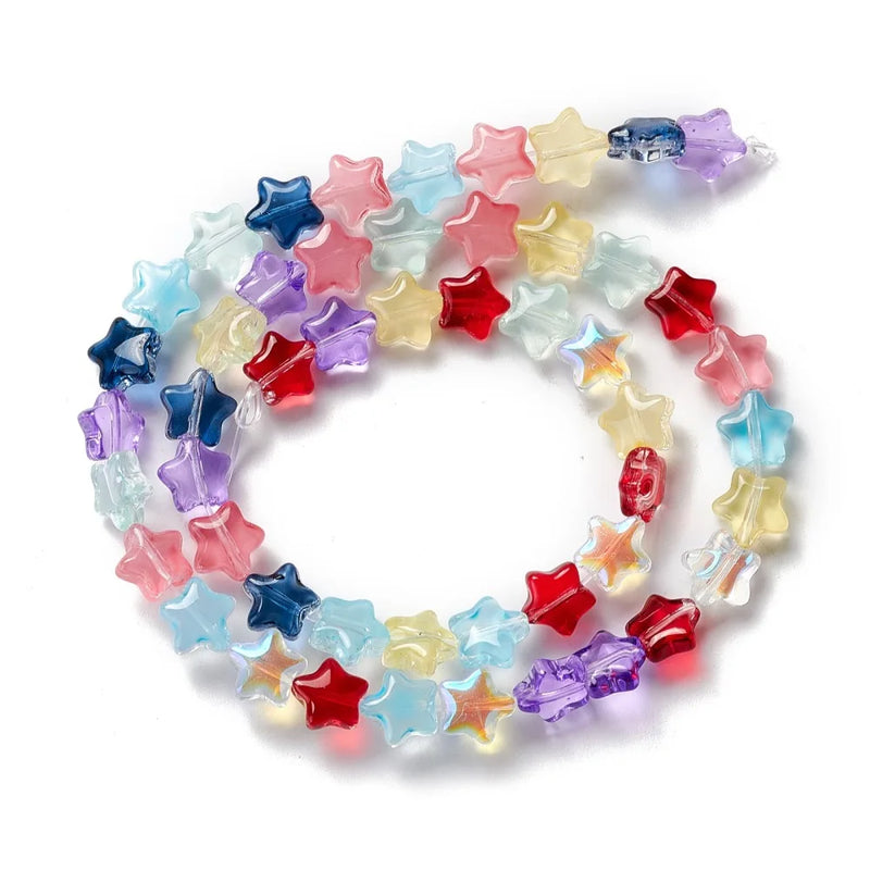 50pcs Clear Glass Stars Strand for Jewelry Making DIY Bracelet Necklace