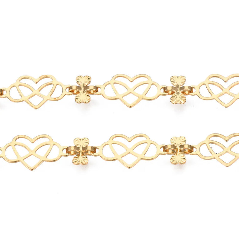 5m Brass Heart Infinity Link Chains for DIY Jewelry - 8x15x0.5mm