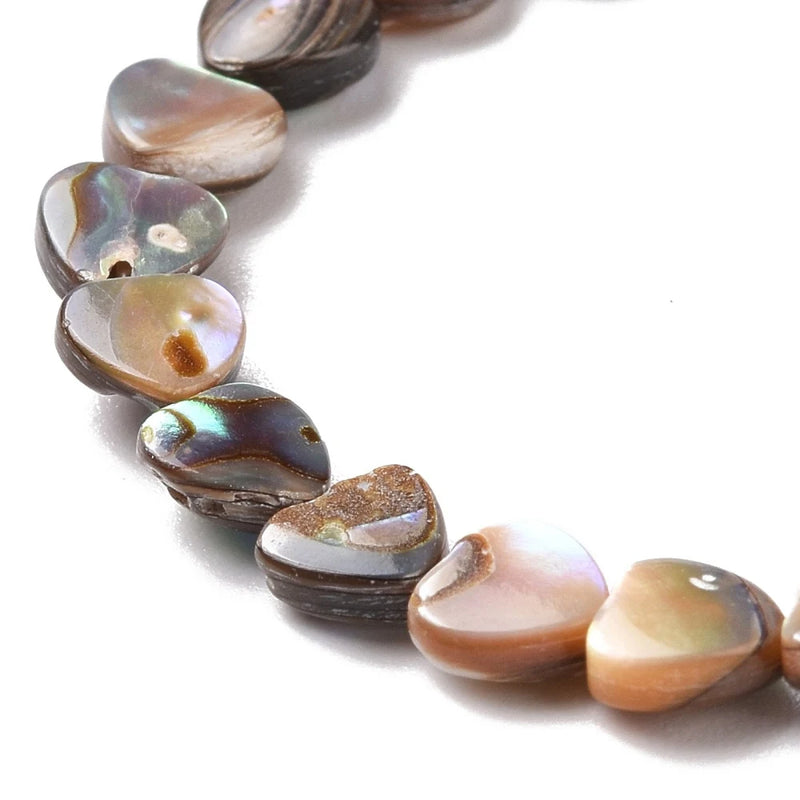 Natural Paua Shell Heart Beads Strands for DIY Jewelry Making