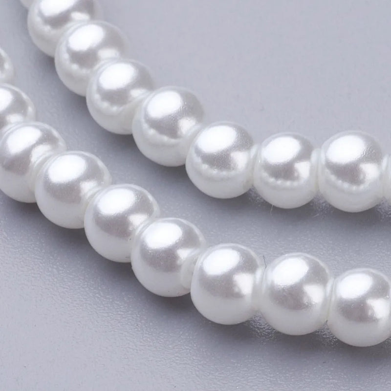 140pcs 4mm 6mm Glass Pearl Beads Strand for DIY Jewelry Making