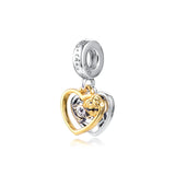 Hearts & Bees Dangle Charm 925 Silver Jewelry For Woman