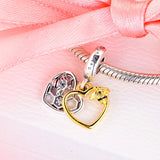 Hearts & Bees Dangle Charm 925 Silver Jewelry For Woman