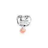 Love You Mum Heart Charm Sterling Silver Jewelry Fits 925 Bracelets