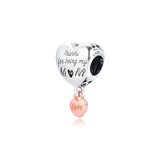 Love You Mum Heart Charm Sterling Silver Jewelry Fits 925 Bracelets