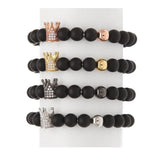 Crown Bead with Metal Bead Micro Pave CZ Ball Bracelet Chain DIY