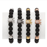 Crown Bead with Metal Bead Micro Pave CZ Ball Bracelet Chain DIY