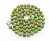 Agate Green Round 10mm Necklace 35inch Nature Beads Xmas Gift