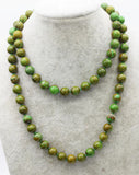Agate Green Round 10mm Necklace 35inch Nature Beads Xmas Gift
