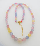 Multicolor Agate Round Bead Necklace 20 inch