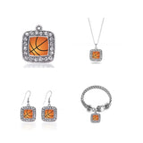 Basketball Square Charm Necklace Pendant Jewelry Gift