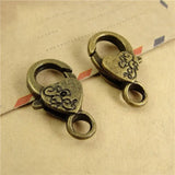 Vintage Heart Lobster Clasp Hooks 30pcs