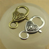 Vintage Heart Lobster Clasp Hooks 30pcs