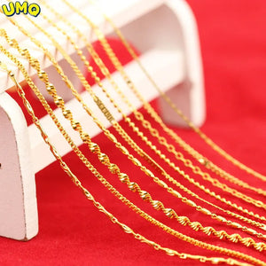 Alluvial Necklace Fine Chain Female 24k Copper Plated Lock Bone Chain