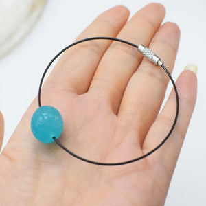 Amazonite/Aquamarine 12/14mm Carved Round Bracelet 7.5 Inch Crystal Beads