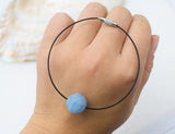Amazonite/Aquamarine 12/14mm Carved Round Bracelet 7.5 Inch Crystal Beads
