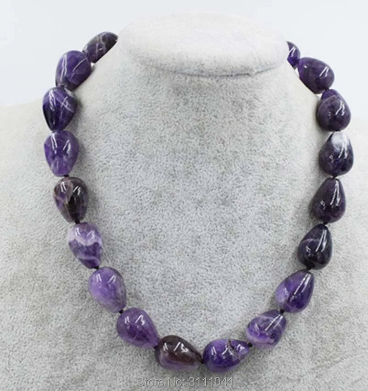Amethyst Drop 15*20mm Necklace 18-inch Beads Natural