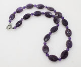 Amethyst Flat Oval Faceted 13*18mm Necklace 18inch