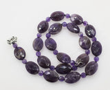 Amethyst Flat Oval Faceted 13*18mm Necklace 18inch