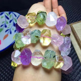 Amethyst Pink Prehnite Citrine Quartz Baroque Bracelet 7.5in